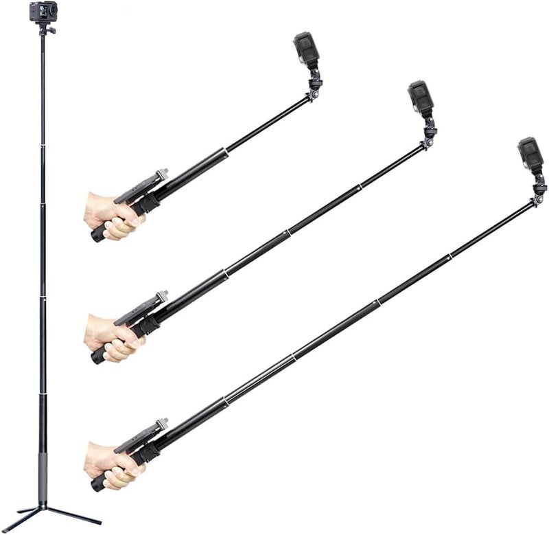 MAXCAM Selfie Stick Tripod Extension Rod for DJI Osmo Action 5/4/3, 150CM Aluminum Alloy Extension Rod + Aluminum Alloy Tripod. - Image 1